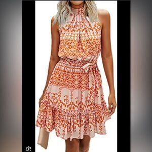 NWT BTFBM Geometric Orange Dress